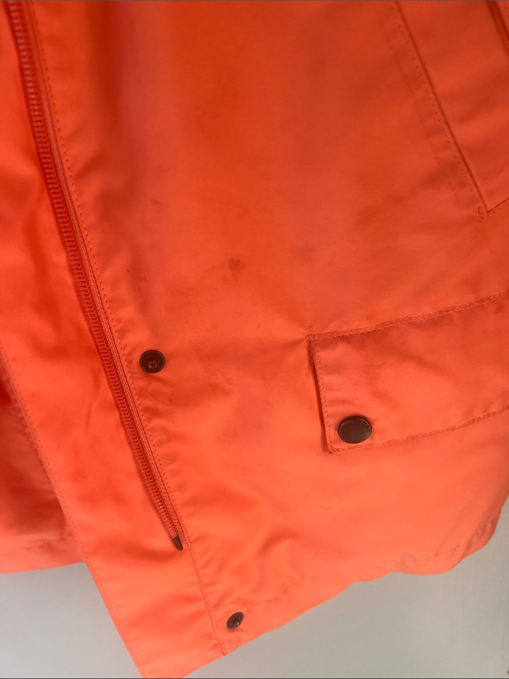 Burberry Bright Orange Hooded Raincoat with Check Lining - Picture 3 of 13